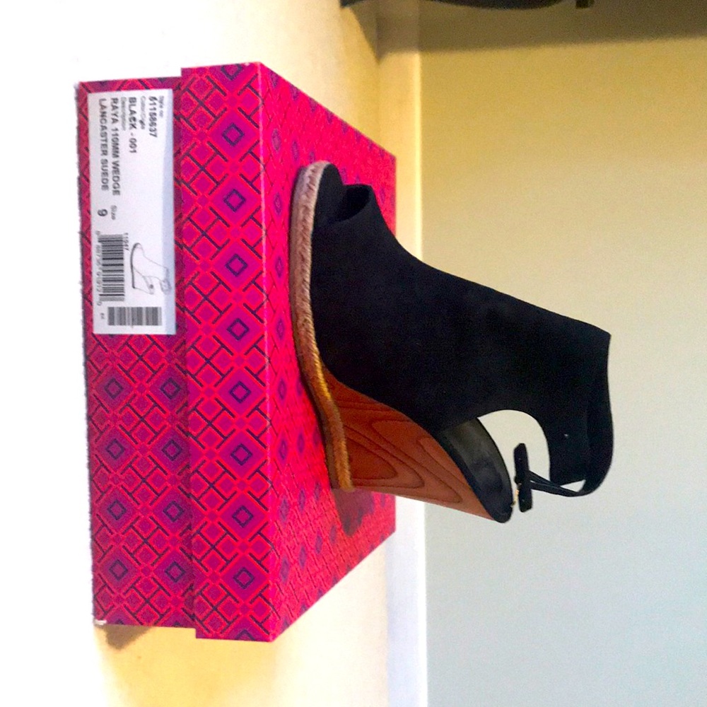 Tory Burch Black Lancaster Suede Wedge